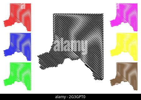 Whitman County, stato di Washington (Stati Uniti, Stati Uniti d'America, Stati Uniti, Stati Uniti, Stati Uniti) mappa vettoriale, schizzo scrimolo mappa Whitman Illustrazione Vettoriale