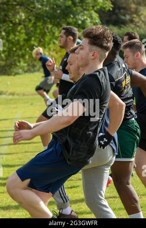 Riscaldamento alla giornata dei nuovi giocatori di UEA Pirates all'inizio di un nuovo anno accademico Foto Stock