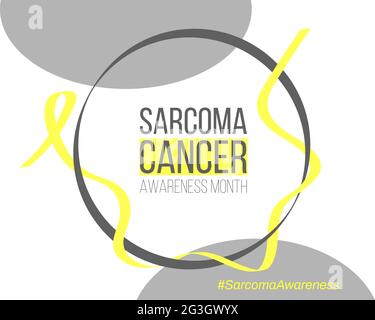 Concetto del mese di consapevolezza del cancro del sarcoma. Modello di banner con nastro giallo e testo. Illustrazione vettoriale. Illustrazione Vettoriale