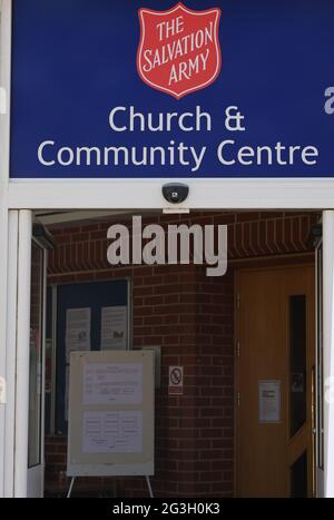 Chiesa e Centro comunitario dell'Esercito della salvezza visto a Bognor Regis, Regno Unito. Foto Stock