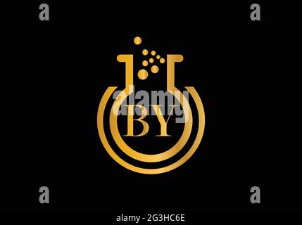 Laboratorio iniziale con Letter B Y modello vettoriale di tipografia creativa di Business moderno. Illustrazione Vettoriale