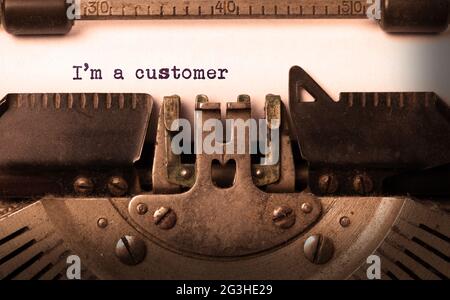 Vintage iscrizione fatta da una vecchia macchina da scrivere Foto Stock
