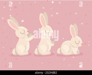 tre coniglietti graziosi Illustrazione Vettoriale