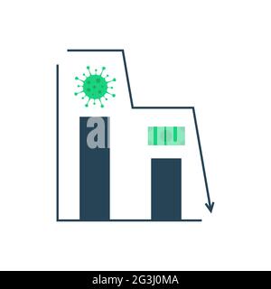 Covid-19 Destroy economy vettore grafico Illustrazione Vettoriale