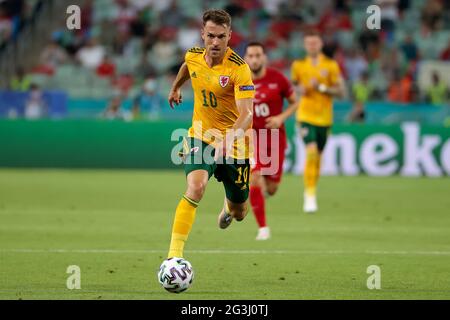 BAKU, AZERBAIGIAN - GIUGNO 16: Aaron Ramsey of Wales durante il Campionato UEFA Euro 2020 Gruppo UNA partita tra la Nazionale della Turchia e la Nazionale del Galles allo Stadio Olimpico di Baku il 16 giugno 2021 a Baku, Azerbaigian (Foto di Orange Pictures) Foto Stock