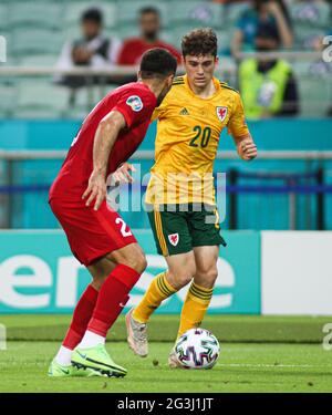 Daniel James del Galles durante la partita UEFA Euro 2020 del Gruppo A allo Stadio Olimpico di Baku in Azerbaigian. Data immagine: Mercoledì 16 giugno 2021. Foto Stock