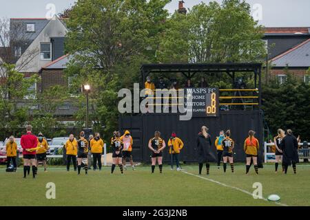 Acton, Londra, Inghilterra 08 maggio 2021. Allianz Premier 15s round 18 match tra Wasps Ladies e Bristol Bears Women Foto Stock