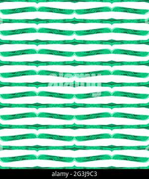Motivo senza cuciture con strisce organiche in toni verdi e bianchi Foto Stock