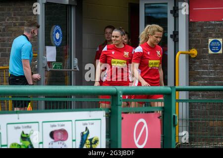 Ystrad Mynach, Galles 16 maggio 2021. Orchard Welsh Premier Women's League match tra Cascade Youth Club Ladies e Abergavenny Women. Foto Stock