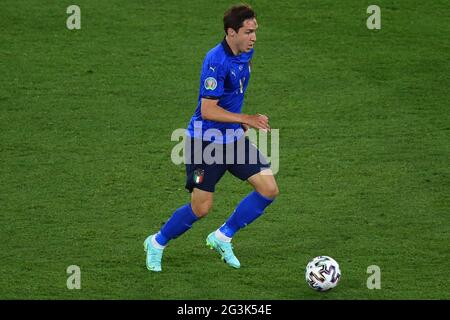 Roma, Lazio. 16 Giugno 2021. Federico Chiesa d'Italia durante la partita di calcio Euro2020 tra Italia e Svizzera allo stadio Olimpico di Roma, 16 giugno 2021. Credit: Agenzia fotografica indipendente/Alamy Live News Foto Stock