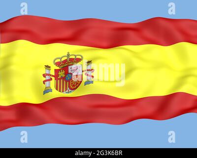 Poster Bandiera della Spagna sventola con sguardo serico