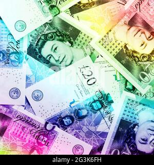 Sterlina sfondo valuta - Arcobaleno Foto Stock