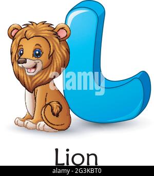 La lettera L è per l'alfabeto cartoon Lion Illustrazione Vettoriale