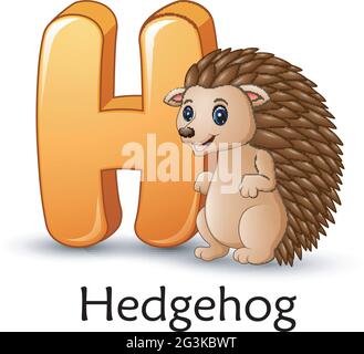 La lettera H è per l'alfabeto cartoon Hedgehog Illustrazione Vettoriale