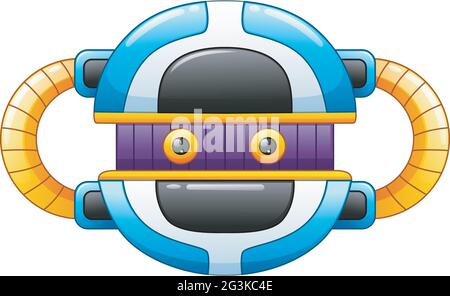 Robot Cartoon Head isolato su sfondo bianco Illustrazione Vettoriale