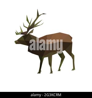 PrintIllustrazione dello stag poligonale origami Foto Stock