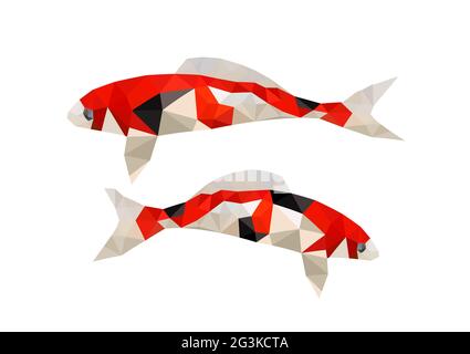 Illustrazione di due pesci di origami koi Foto Stock