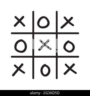 Illustrazione del gioco di TIC-tac-TOE disegnato a mano Foto Stock