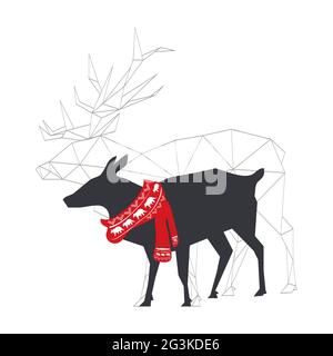 Illustrazione di Natale di cervo poligonale astratto Foto Stock