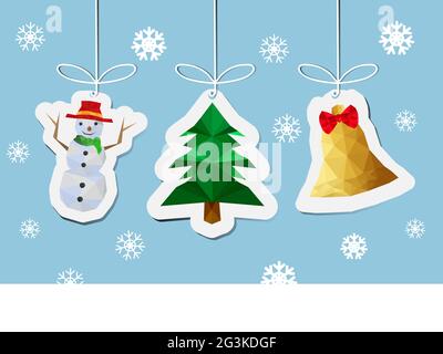 Illustrazione della scheda piatta moderna con le palle di Natale Foto Stock