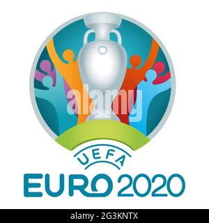 Vinnytsia, Ucraina - 16 Giugno 2021 UEFA EURO 2020 Logo isolato su sfondo bianco Illustrazione Vettoriale