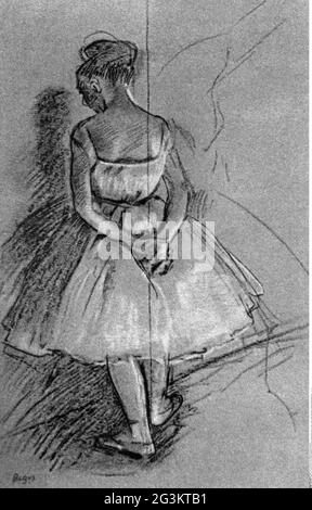Danza, balletto, ballerina, disegno di Edgar Degas, Parigi, circa 1885, IL COPYRIGHT DELL'ARTISTA NON DEVE ESSERE ELIMINATO Foto Stock