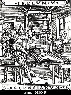 Tecnica, tipografia, tipografia, tipografia, marchio della stampante di Eloy Gibier, Orleans, 1556 - 1588, DIRITTI-AGGIUNTIVI-DI-AUTORIZZAZIONE-INFORMAZIONI-NON-DISPONIBILI Foto Stock