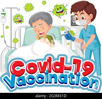 Vaccinazione del coronavirus con illustrazione del personaggio del medico e dei cartoni animati del paziente Illustrazione Vettoriale