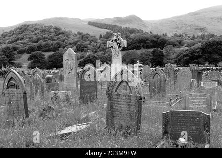 Cimitero di St Mary's Church, Beddgelert, Gwynedd, Galles Foto Stock