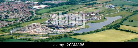 Una vista aerea del nuovo campus della East University di York, North Yorkshire, Inghilterra settentrionale, Regno Unito Foto Stock