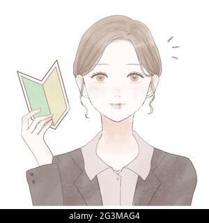 È una donna nel vestito che ha il segno principiante. Foto Stock