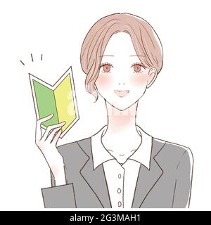 È una donna nel vestito che ha il segno principiante. Foto Stock