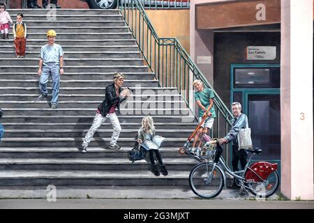 FRANCIA RHONE (69) LIONE. MURO DIPINTO, LE CANUTS Foto Stock