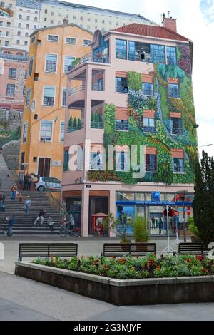 FRANCIA RHONE (69) LIONE. MURO DIPINTO, LE CANUTS Foto Stock