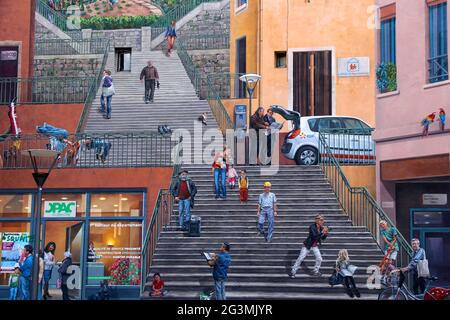 FRANCIA RHONE (69) LIONE. MURO DIPINTO, LE CANUTS Foto Stock