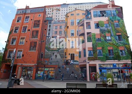 FRANCIA RHONE (69) LIONE. MURO DIPINTO, LE CANUTS Foto Stock