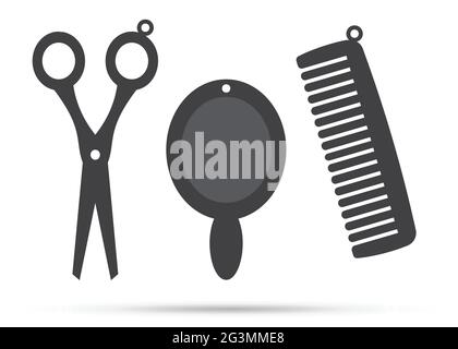 Accessori per il trattamento dei capelli isolati su sfondo bianco. Illustrazione della stampa vettoriale Illustrazione Vettoriale