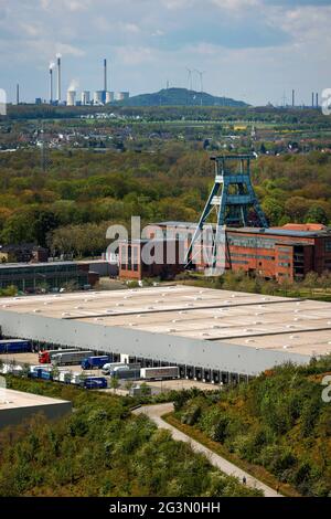 '07.05.2021, Herten, Renania Settentrionale-Vestfalia, Germania - sviluppo industriale della logistica nel sito della collera Ewald in disuso a Herten, nella ba Foto Stock