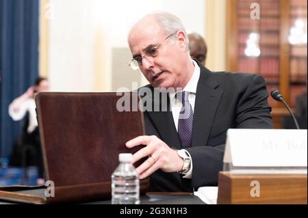 Washington, Stati Uniti. 16 Giugno 2021. Michael Bolton, Ispettore Generale, la polizia del Campidoglio degli Stati Uniti, parla ad un'audizione del Comitato di amministrazione e delle regole del Senato. (Foto di Michael Brochstein/SOPA Images/Sipa USA) Credit: Sipa USA/Alamy Live News Foto Stock