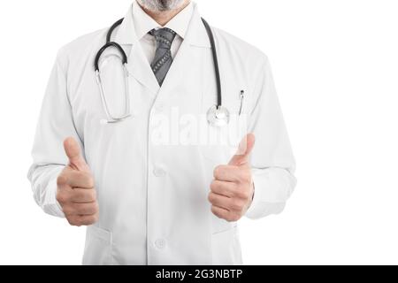 Medico con pollice in alto Foto Stock