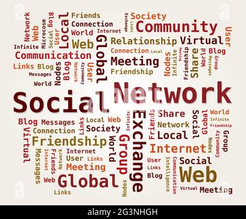 Word Cloud Tag Social Network, Internet, Community Digital Illustration Illustrazione Vettoriale