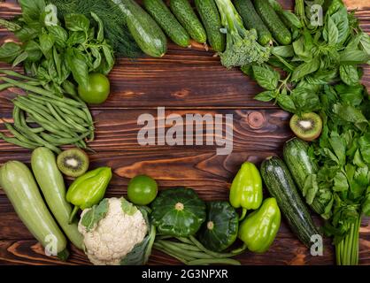 Menu vegano. Fonte proteica per vegetariani. Prodotti biologici freschi. Foto Stock