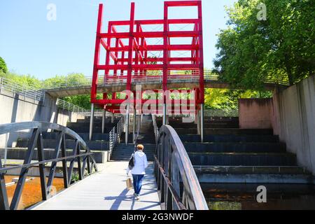 PARIGI (75). PARC DE LA VILLETTE, CENTRO PER LA CULTURA E LA RICREAZIONE, CITTÀ DELLA SCIENZA E DELL'INDUSTRIA Foto Stock