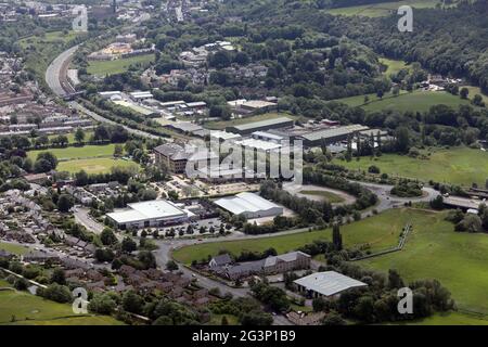 Vista aerea di Crossflots vicino a Bingley, West Yorkshire Foto Stock