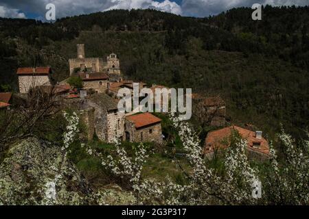 Tipico villaggio di alta loira in Alvernia Foto Stock