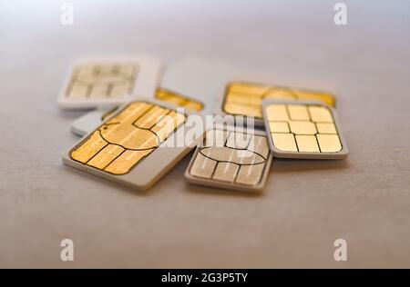 Mini micro e nano sim per telefono Foto Stock