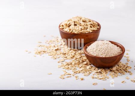 Fiocchi d'avena e farina Foto Stock