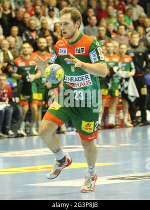 Giocatore svedese di pallamano Albin Lagergren SC Magdeburg Liqui Moly HBL Pallamano Bundesliga stagione 19-20 Foto Stock