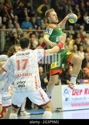 Giocatore svedese di pallamano Albin Lagergren SC Magdeburg Liqui Moly HBL Pallamano Bundesliga stagione 19-20 Foto Stock