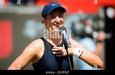 Berlino, Germania. 17 giugno 2021. Victoria Azarenka della Bielorussia dopo la sua seconda partita contro Angelique Curber della Germania al torneo di tennis 500 bet1open WTA 2021 il 17 giugno 2021 al Rot-Weiss Tennis Club di Berlino, Germania - Photo Rob Prange / Spain DPPI / DPPI / LiveMedia Foto Stock